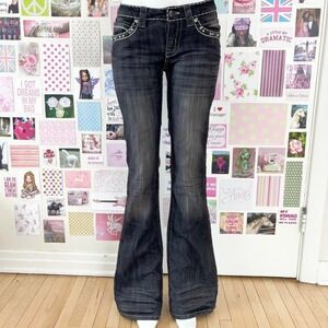 y2k black studded flare jeans low rise cello size 7